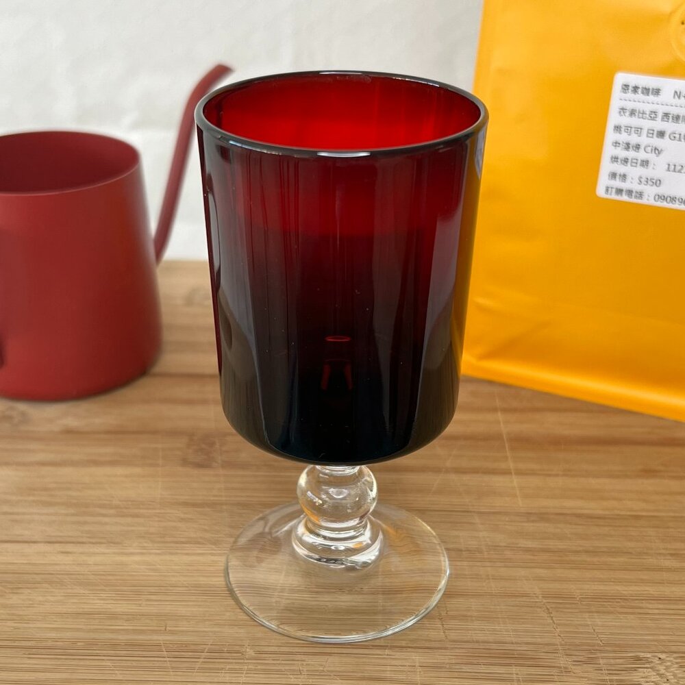 Vintage MCM deep red stemmed glass